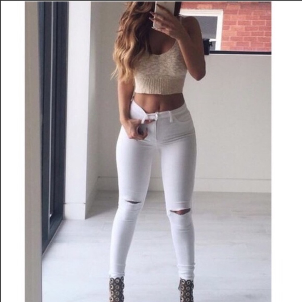 Topshop Moto Jamie White Skinnies